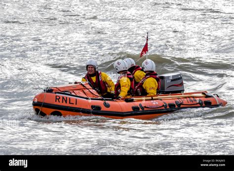 South Coast Rnli Inshore Lifeboat Crew Training Session Eastbourne Uk