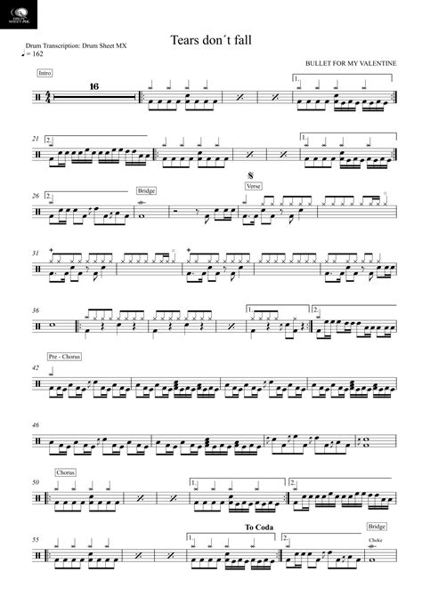 Tears Dont Fall Part 2 Arr Drum Transcription Drum Sheet Mx