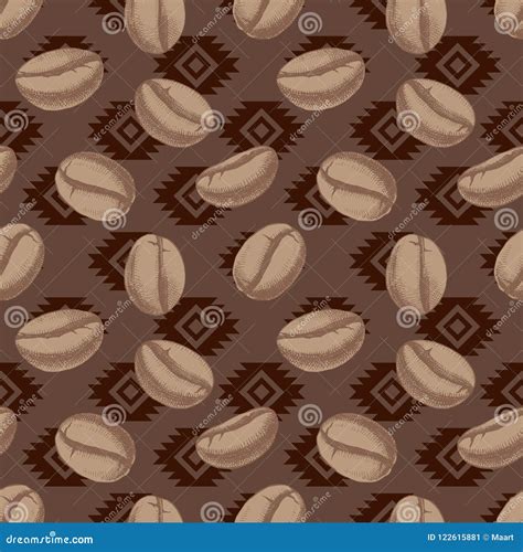 Seamless Pattern With Hand Drawn Coffee Beans Stock Vector