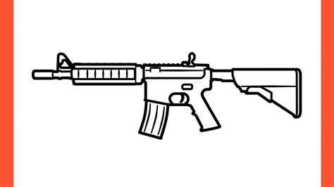 How To Draw M4a4 Gun From Cs Go Step By Step Drawing M4 Rifle Easy