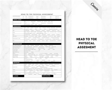 Head To Toe Assessment Nursing Template Head To Toe Assessment