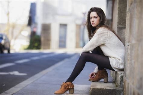 Women Model Brunette Street Fashion Red Lipstick Brown Eyes Hd
