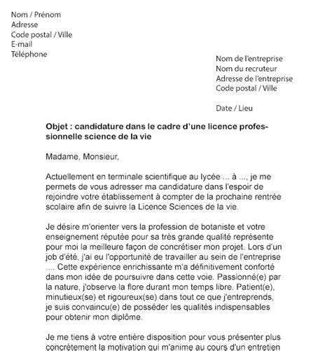 Lettre Motivation Licence Sciences Politiques Lettre De Motivation