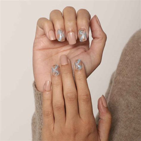 Lick Pcs Beige Nude Artificial False Reusable Stick On Nails With Application Kit