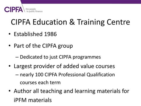 PPT - \ CIPFA Education and Training Centre PowerPoint Presentation