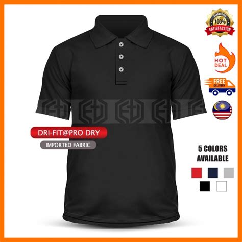 Baju Dry Fit Microfiber Jersey Plain Polo T Shirt T Shirt Shirts Casual Black White Navy