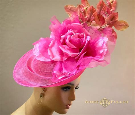 High Tea Fascinator Kentucky Derby Hat Shocking Hot Pink Etsy