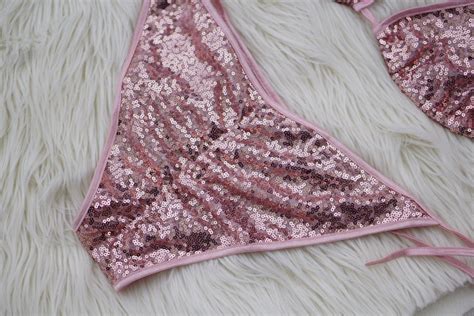 Sexy Sequin Rose Gold Bikini Unique Made To Order Bling Etsy