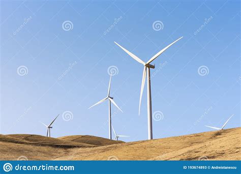 Wind Turbines On The Top Of Hills In Altamont Pass East San Francisco Bay Area California