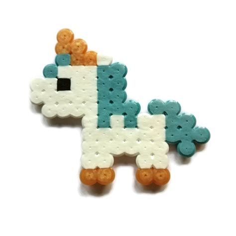 White Unicorn Hama Perler Bead Party Favour Available As Keyring