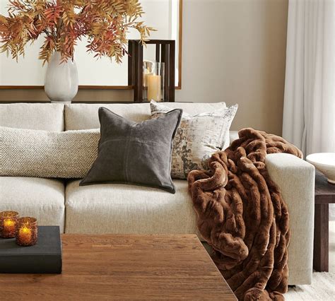 Faux Fur Ruched Throw Blankets Pottery Barn