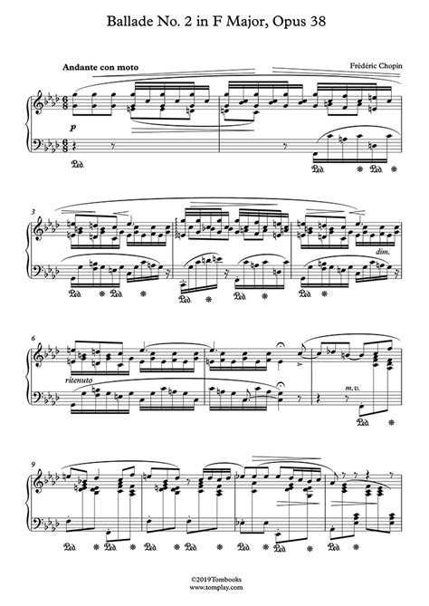 partition piano ballade   en fa mineur opus  chopin