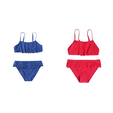 Lojoutye Pack Red Pcs Blue Pcs Multipack Bikini Swimsuits For Girl Piece Swimsuit Two
