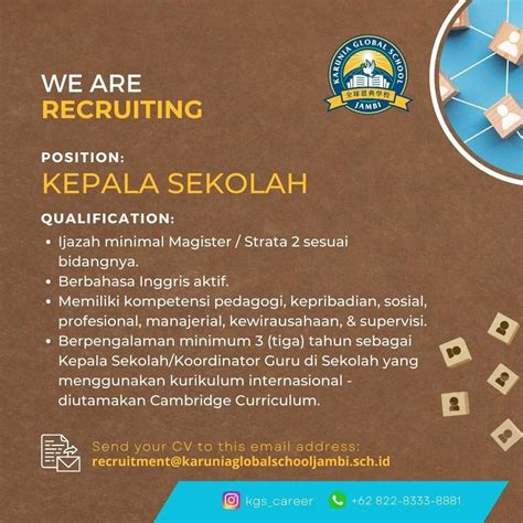 Kindergarten Teacher Pustakawan Kepala Sekolah Karunia Global