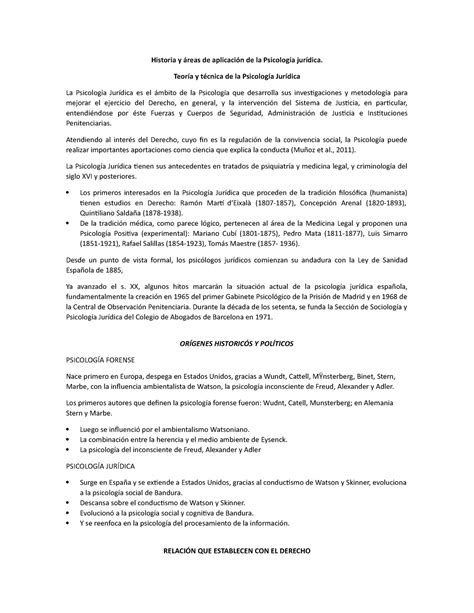 Examen Primer Parcial Psi Jur Historia Y Reas De Aplicaci N De La