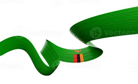 3d Flag Of Zambia 3d Wavy Shiny Zambia Ribbon Flag 3d Illustration