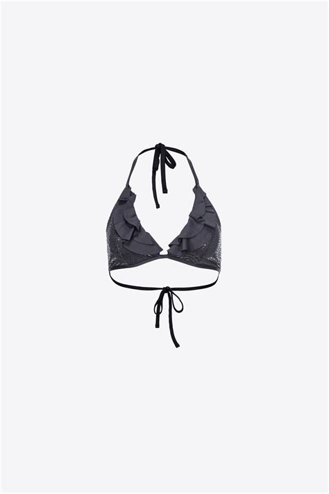 Top Bikini A Triangolo Con Rouches Pinko Outlet