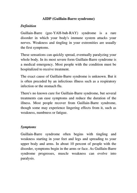 SOLUTION: Guillain barre syndrome - Studypool
