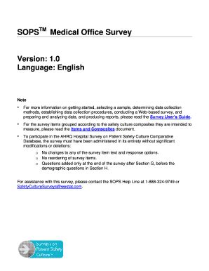 Fillable Online Ahrq Medical Office Survey On Patient Safety Pdf Ahrq