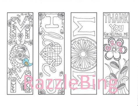 Zentangle Inspired Printable Coloring Bookmarks 12 Unique Etsy Color Your Own Bookmarks