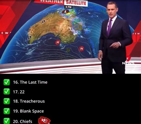 Taylor Swift Song Titles Packed Into 7news Queensland Presenter Tony