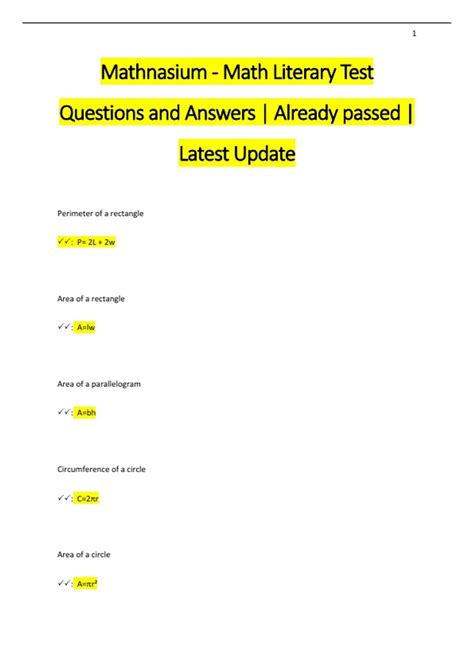 Mathnasium - Math Literary Test Questions and Answers | Already passed