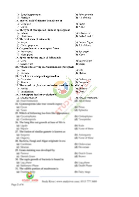 Solution Botany Lectureship Free Test Studypool