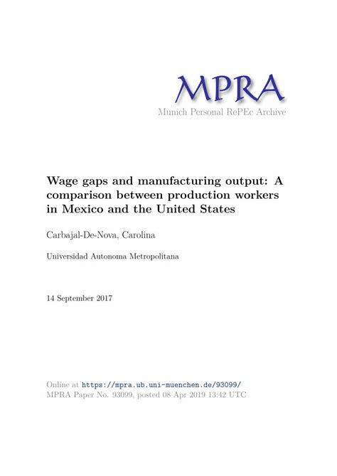 Pdf Wage Gaps And Manufacturing Output A Comparison Lmu