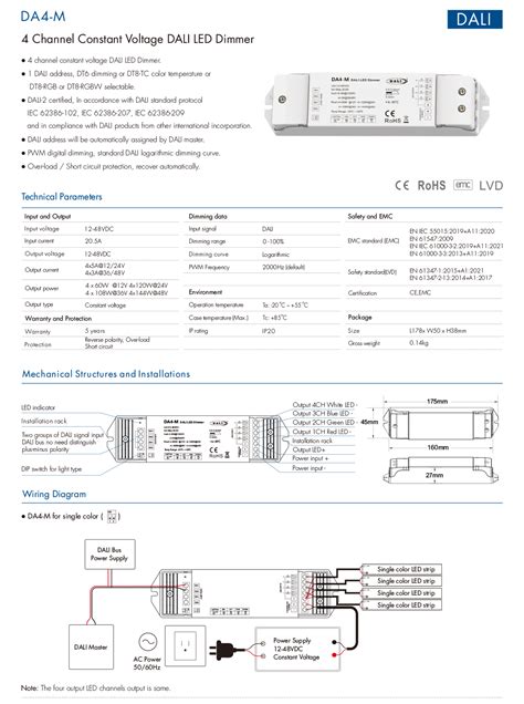 4 Channel Constant Voltage DALI LED Dimmer