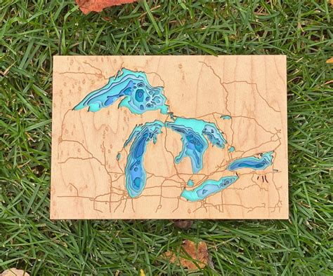 Lake Michigan Depth Map - Etsy