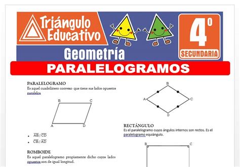 Ejercicios De Paralelogramos Para Cuarto De Secundaria Fichas GRATIS