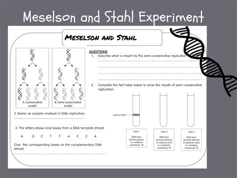 Meselson And Stahl Experiment A Level Biology Teaching Resources