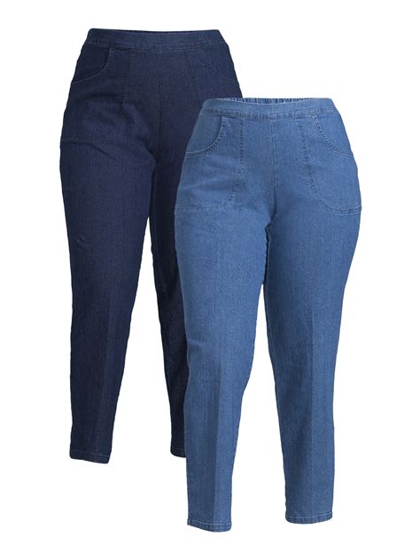 Just My Size Womens Plus Size 2 Pocket Pull On Pants 2 Pack