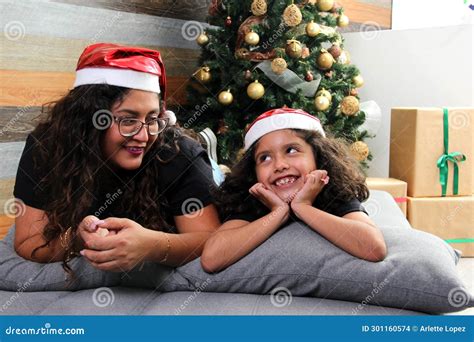 Divorced Single Mom And Brunette Latina Daughter With Curly Hair