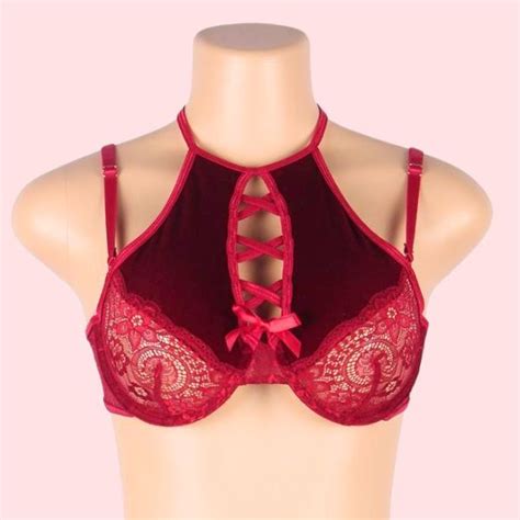 Callie Red Velvet Bralette Garter Lingerie Set LuckyDoll Lingerie Philippines