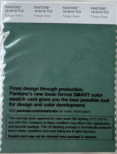 Pantone TCX Cotton Swatch Card 18 6018 TCX Foliage Green