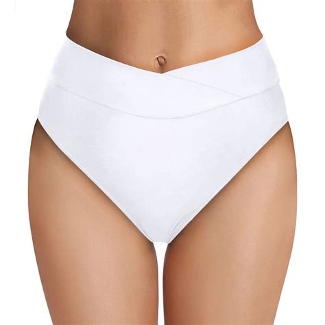 UAYOTSE Women S Bikini Bottom Twist Front Cheeky Swimsuit Ruched Bathing Suit Bottoms S White