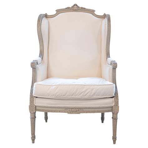 Pair Of French Louis Xvi Style Wing Back Bergere Chairs At Stdibs