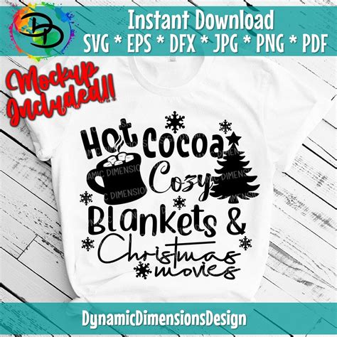 Christmas Svg Hot Cocoa Christmas Movies Blanket Holiday Etsy