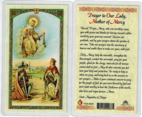 Prayer To Our Lady Mother Of Mercy Laminated Prayer Card