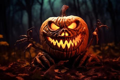 Premium AI Image | the evil pumpkin is a scary creature with a scary face.