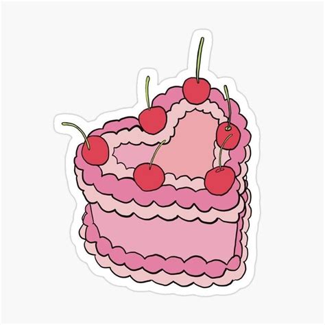 A Pink Cake With Cherries On The Top Sticker Is Sitting In Front Of A