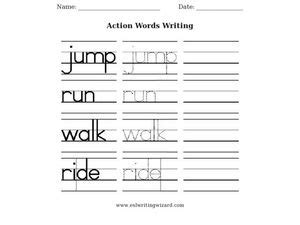 action words writing worksheet  st  grade lesson planet