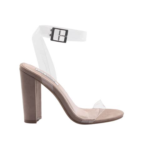 Cape Robbin Gen Women S Lucite Clear Strappy Block Chunky High Heel Open Peep Toe Sandal Nude
