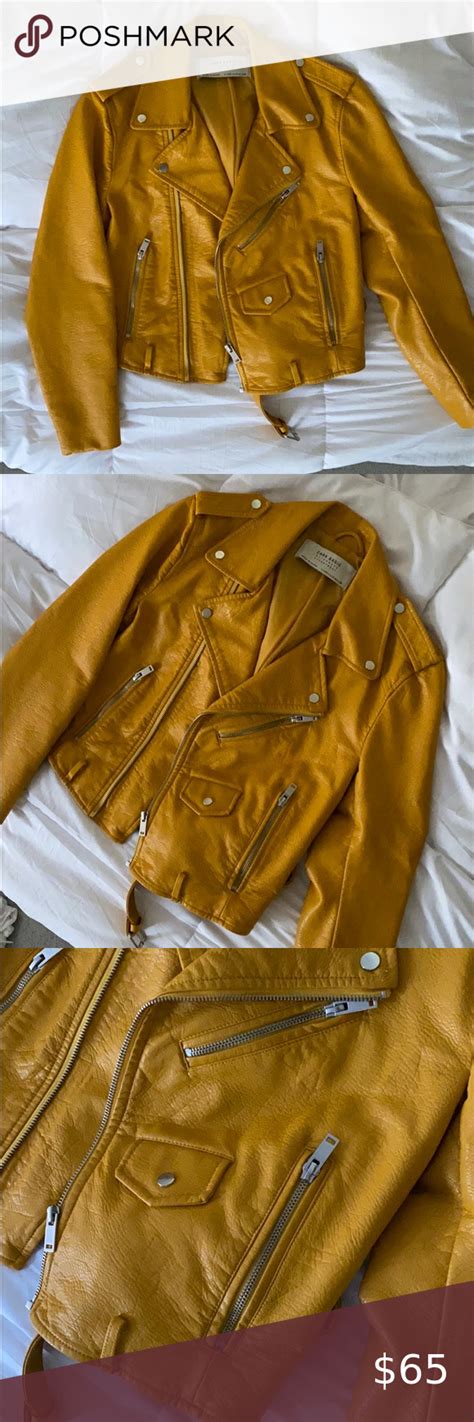 Zara Mustard Yellow Faux Leather Jacket Sz Small Faux Leather Jackets