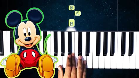 Mickey Mouse Easy Piano Tutorial For Beginner Theme Song Youtube