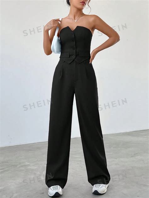 Shein Ezwear Conjunto De Duas Pe As Top Sem Al As De Cor Nica E