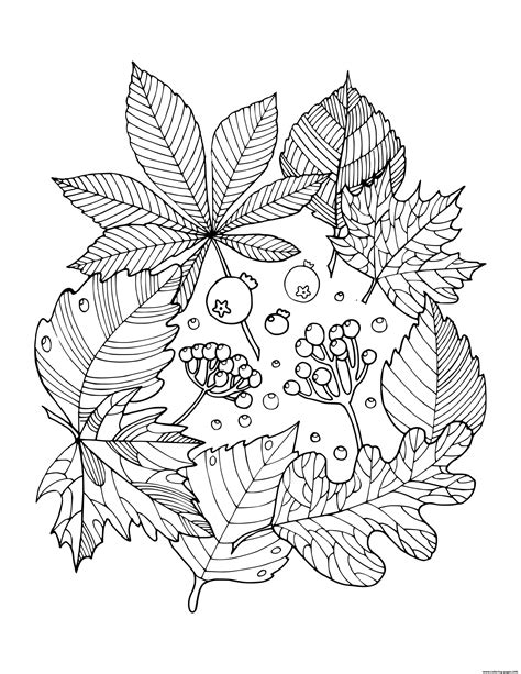Fall Autumn Leaf Arrangement Coloring page Printable