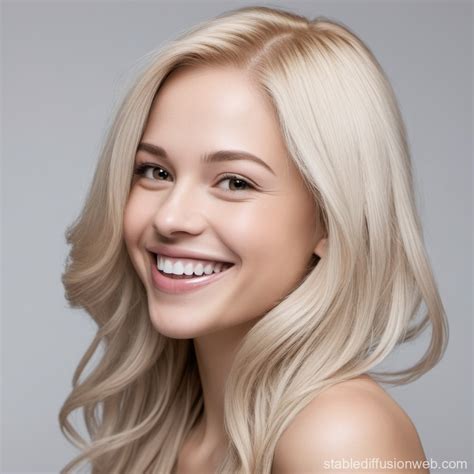 Blonde Long Hair Model Smiling White Background Profile Stable Diffusion Online