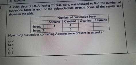 short piece  dna   base pairs  analyzed  find  numb